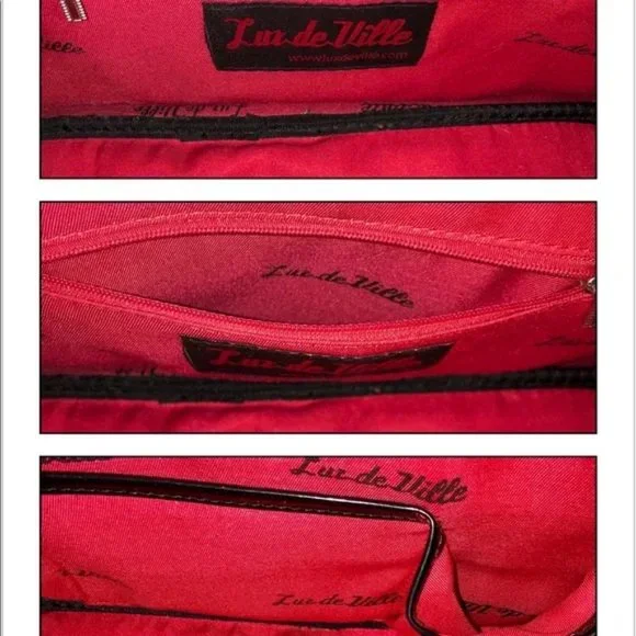 Lux de Ville Black and Red Sparkle Cruiser Tote - Picture 14 of 16